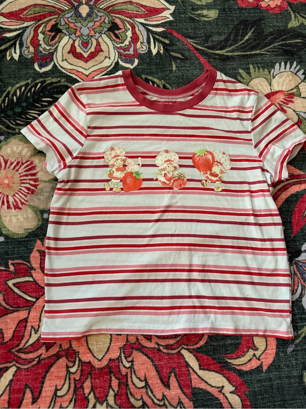 4/$20 🍓 Strawberry Shortcake Striped Graphic Tee XL Cute Retro Y2K